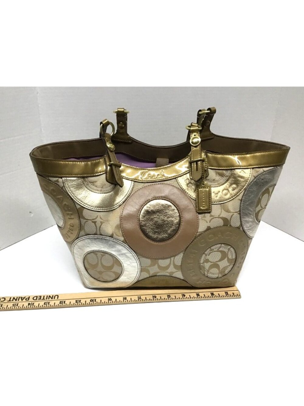 Coach Carly Tote F16180 Patchwork Embossed Metallic with Signature Tag - Picture 15 of 16